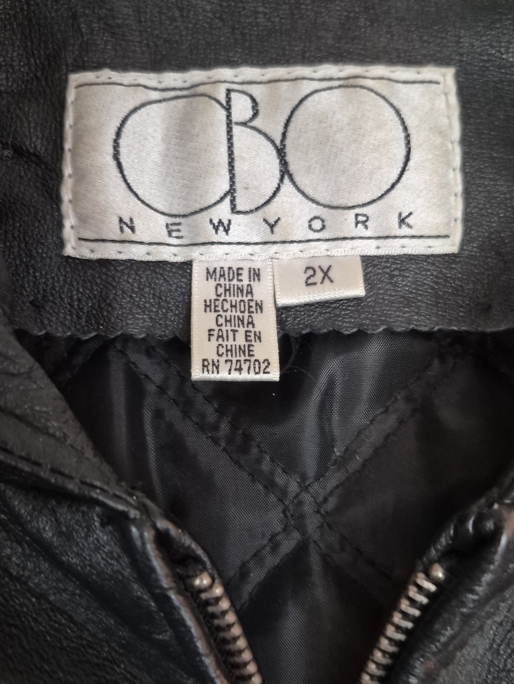 b new york Women's Black Leather Jacket - 2X